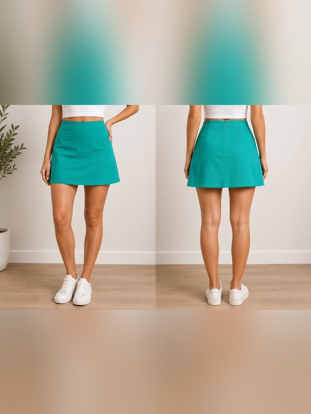 Hudson North Green Cotton A-Line Mini Skirt